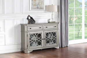 English Elm Traditional Elegant Server with Spacious Drawers and Cabinet Storage for Dining Room Organization and Style Silver 59 L x 44 W x 27 H B011P395602