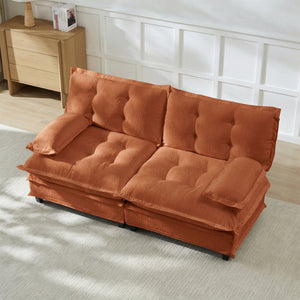 English Elm 77 Inch Cloud Loveseat Modular Chenille Sofa with Lattice Cushions for Any Room Orange W714S01734