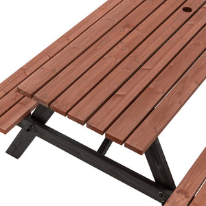 English Elm 75" Solid Fir Outdoor Picnic Table Set with Benches Two-tone Finish Heavy Duty Patio W1422P385498