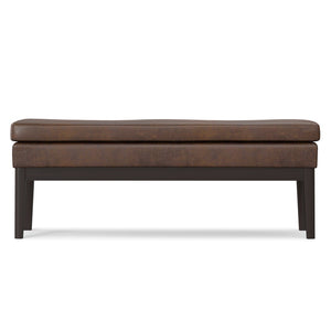 English Elm Carlson Faux Leather Upholstered Bench Vintage Padded Seat for Entryway or Bedroom Brown B136P436938