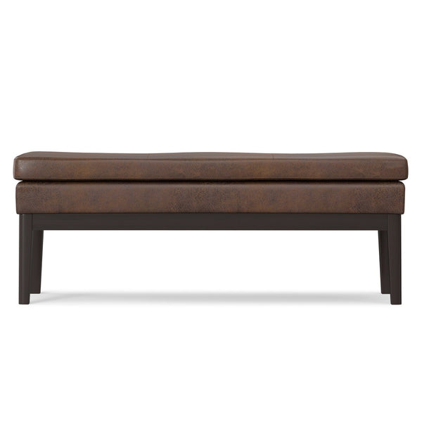 English Elm Carlson Faux Leather Upholstered Bench Vintage Padded Seat for Entryway or Bedroom Brown B136P436938