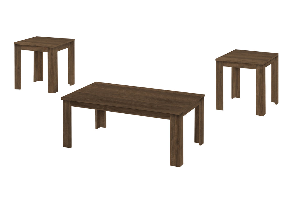 English Elm Table 3-Piece Set with Spacious Tops, Transitional Living Room Coffee and End Tables, Laminate Finish Walnut 49 L x 26 W x 5 H B2710P219965