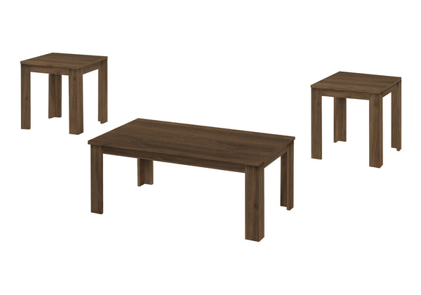 English Elm Table 3-Piece Set with Spacious Tops, Transitional Living Room Coffee and End Tables, Laminate Finish Walnut 49 L x 26 W x 5 H B2710P219965