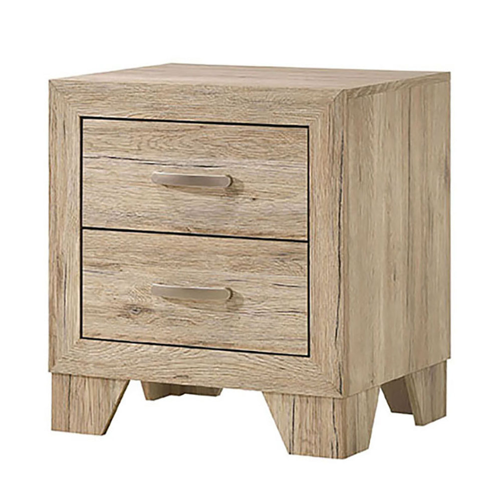 English Elm Natural 2-Drawer Nightstand with Dovetail Joints, Kenlin Glides & Tapered Wooden Legs — Stylish Stability B062P189250