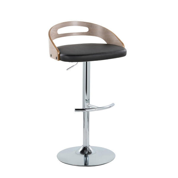 English Elm Adjustable Swivel Barstools with Chrome Base Faux Leather Seats for Kitchen Set of 2 B202S02165