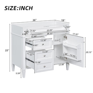 English Elm 36'' Bathroom Vanity Cabinet - Modern Storage Solution With 2 Drawers, Tip-Out Drawer, Solid Wood Frame N710P256582K
