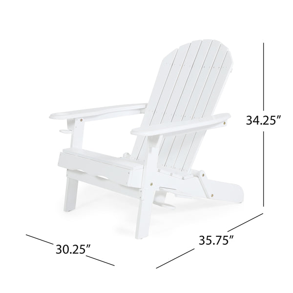English Elm Christopher Knight Home® - BELLWOOD Adirondack Chair with Folding Design, Rustic Outdoor Wood Seat, Built-In Cup Holder Comfort White 37.75 L x 26.75 W x 8.5 H 68940.00WHI