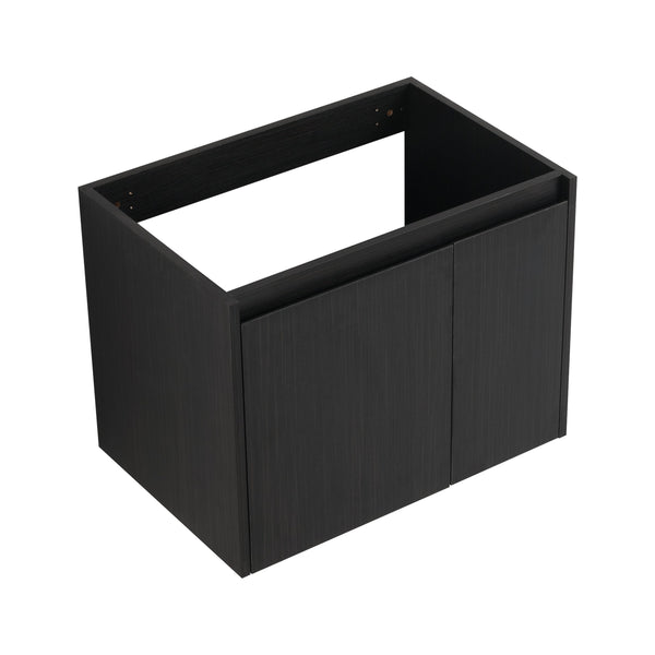 English Elm 24 Inch Bathroom Cabinet Resin Sink Vanity with Soft-Close Doors, Beveled Handle, Water-Resistant Finish Black Chestnut W999P228747