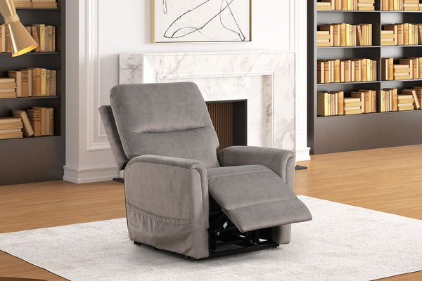 English Elm Contemporary Sandbach Manual Glider Recliner with Padded Track Arms, Smooth Motion, Soft Neutral Fabric Upholstery Gray 31 L x 31 W x 33 H B2741P387665
