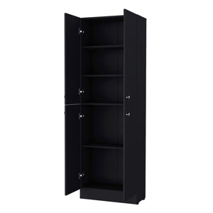 English Elm Wenge Sleek Pantry Cabinet 71.1" H with 5 Hidden Shelves, 4 Doors – Modern Slim Kitchen Storage Solution B062P193660