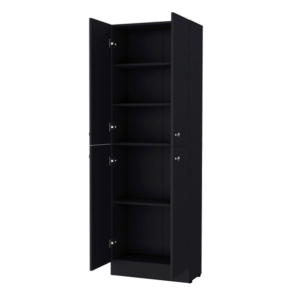 English Elm Wenge Sleek Pantry Cabinet 71.1" H with 5 Hidden Shelves, 4 Doors – Modern Slim Kitchen Storage Solution B062P193660
