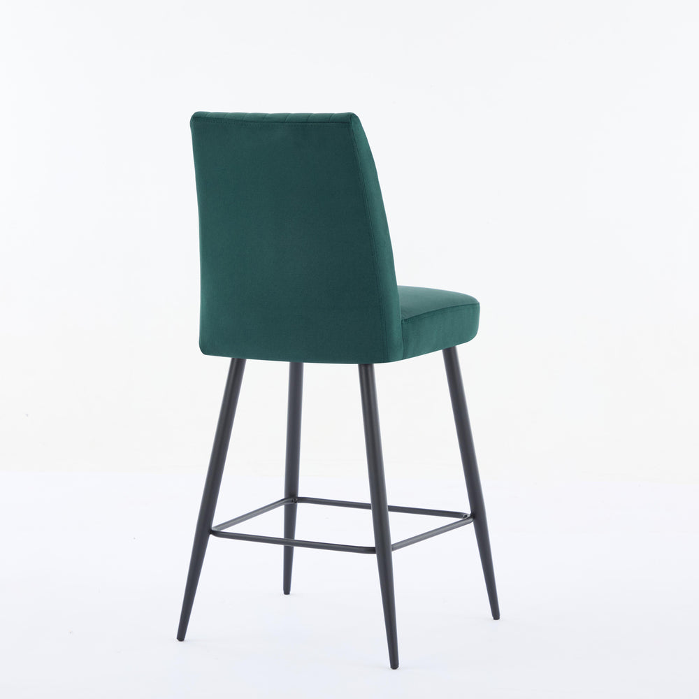 English Elm Adjustable Velvet Bar Chairs Set Of 2 – Stylish Green Upholstered Seating For Kitchen & Dining Spaces W3615P340681