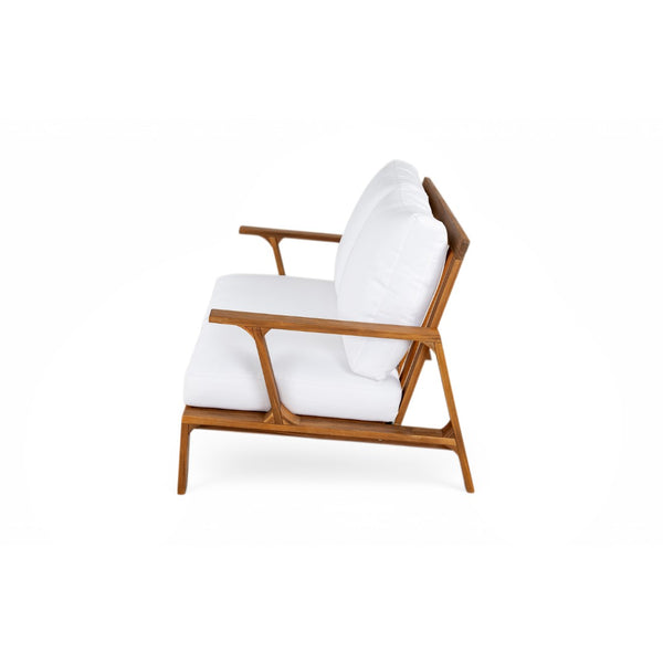 English Elm 2 Piece Acacia Wood Outdoor Sofa Set with Coffee Table and Weather Resistant Cushions Teak,White N719P246159L