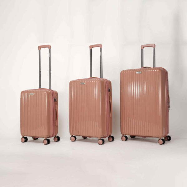English Elm Luggage 3 Piece Pp Hard Shell Travel Set with Spinner Wheels Expandable Carry On Rose Gold T3292P317021