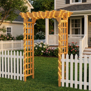 English Elm Wooden Garden Arch Solid Frame Backyard Trellis for Climbing Plants Wedding Ceremony W2640P225585