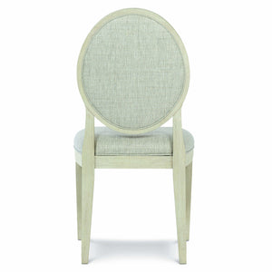 Bernhardt Bernhardt East Hampton Oval Back Side Chair In Muted Gray Upholstery, Cerused Linen Ash Finish 395561