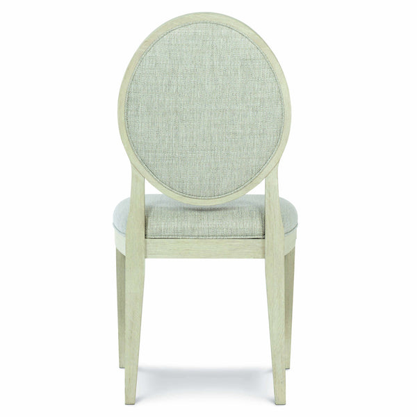 Bernhardt Bernhardt East Hampton Oval Back Side Chair In Muted Gray Upholstery, Cerused Linen Ash Finish 395561