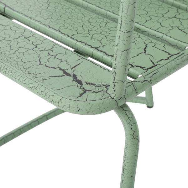 English Elm Santa Monica Outdoor Bistro Set Powder Coated Iron Oval Table Two Slat Chairs Patio Green 62015.00CGRN