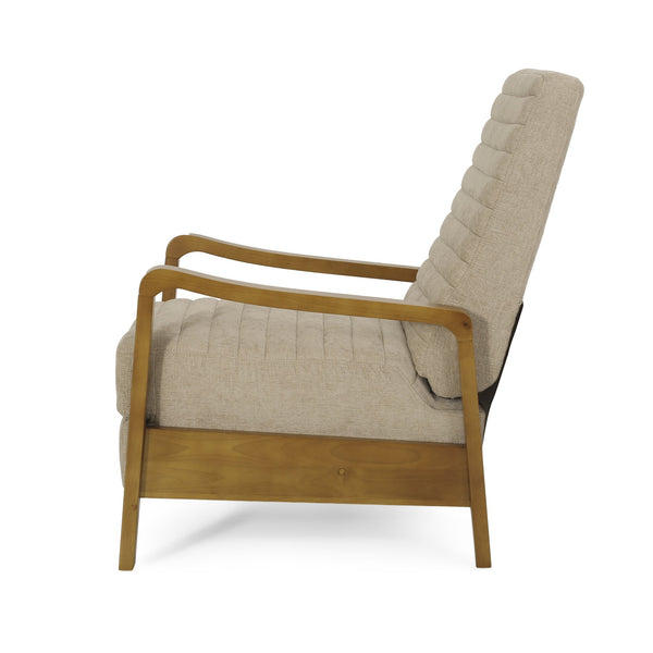 English Elm Christopher Knight Home® - Fabric Sand Push-Back Recliner Chair with Channel Stitching, Rubberwood Frame, Compact Comfort Lounge — Ergonomic Manual Club Seat (Sand) 71261.00SND