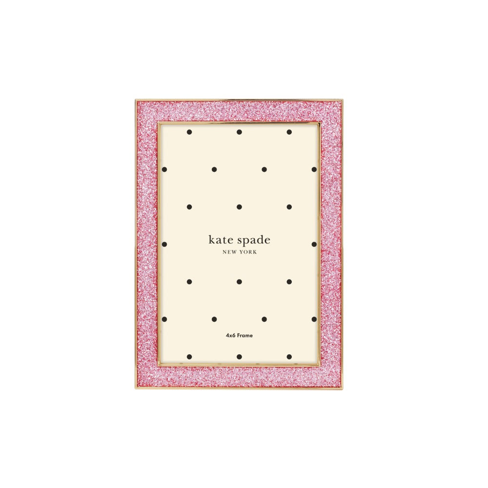 Lenox Kate Spade Sitting Pretty 4x6 Pink Glitter Frame GOLD PLTD METAL 897451