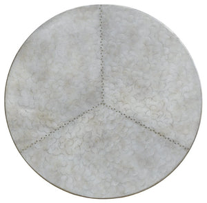 Hooker Furniture Melange Maverick Table With Brushed Aluminum Finish, Dual Shelves, Sculptural Transitional Accent 638-50071