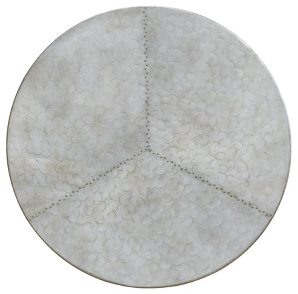 Hooker Furniture Melange Maverick Table With Brushed Aluminum Finish, Dual Shelves, Sculptural Transitional Accent 638-50071