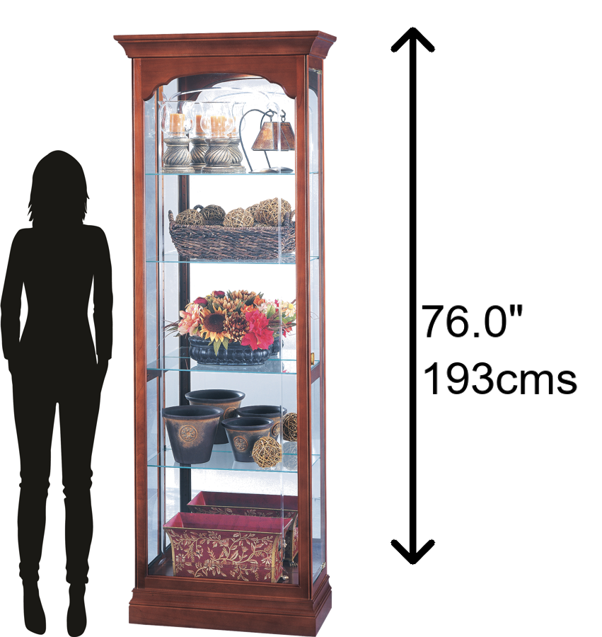 Hekman Furniture 680340 Portland Curio Cabinet - Elegant Lighted Display For Collectibles With Stunning Details & Craftsmanship Windsor Cherry Portland Curio Cabinet 680340