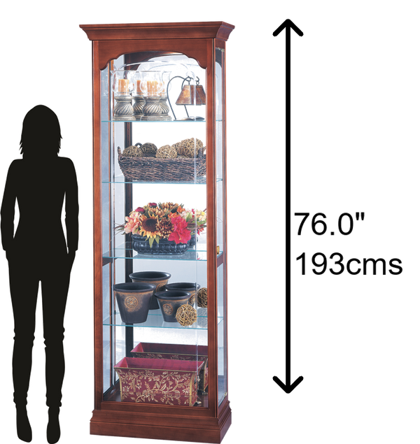 Hekman Furniture 680340 Portland Curio Cabinet - Elegant Lighted Display For Collectibles With Stunning Details & Craftsmanship Windsor Cherry Portland Curio Cabinet 680340