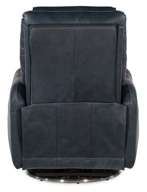 Hooker Furniture Steffen Zero-Gravity Swivel Power Recliner With Adjustable Motorized Headrest, Usb Charging, Top-Grain Leather Dark Blue RC601-PHSZ-049