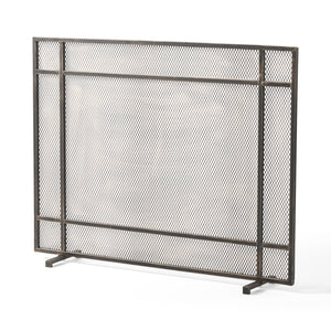 English Elm Christopher Knight Home® - FIRE Screen Black & Gold Iron Fireplace Guard — Decorative Mesh Safety Shield 42.75x33.25x3 in 65183.00BBGLD