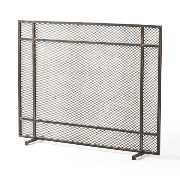English Elm Christopher Knight Home® - FIRE Screen Black & Gold Iron Fireplace Guard — Decorative Mesh Safety Shield 42.75x33.25x3 in 65183.00BBGLD