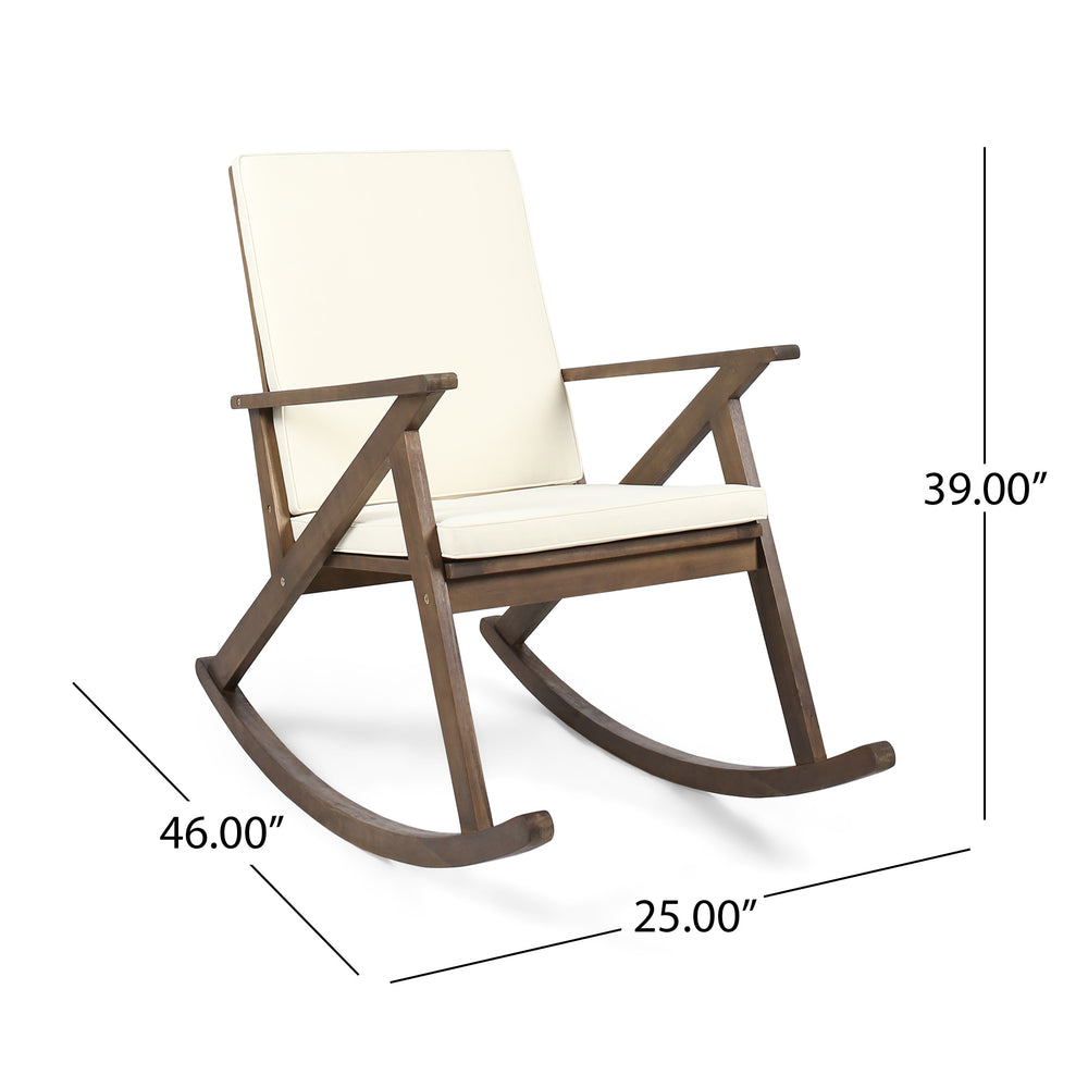 English Elm Christopher Knight Home® - GUS Acacia Wood Rocking Chair with Anti-Rollover Design, Smooth Curves for Indoor & Outdoor Comfort Brown Gray 48.25 L x 29 W x 8.5 H 62436.00DBRN