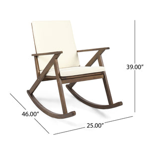 English Elm Christopher Knight Home® - GUS Acacia Wood Rocking Chair with Anti-Rollover Design, Smooth Curves for Indoor & Outdoor Comfort Brown Gray 48.25 L x 29 W x 8.5 H 62436.00DBRN