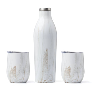 Lenox Cambridge White Geode 3-Piece Wine Growler & Tumbler Set NO COLOR METAL EPWTGDCB2DS