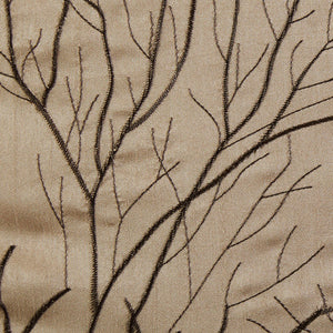 JLA Home Madison Park - Curtain embroidered faux silk panel with lined privacy, tree-branch motif, luxe sheen for elegant rooms Tan WIN40-098