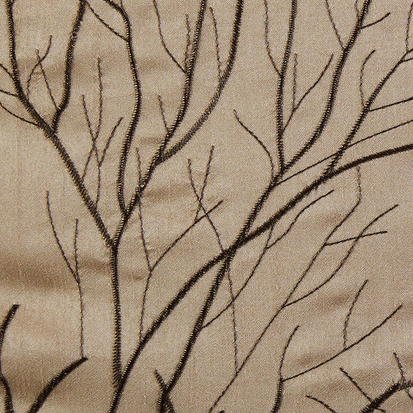 JLA Home Madison Park - Curtain embroidered faux silk panel with tree branch motif, lined for privacy, luxe sheen and drape Tan MP40-716