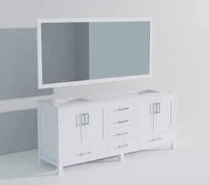 English Elm White Double Bath Vanity With Carrara Marble Top & Matching Mirrors - Elegant Storage Solution! B2731S00846-GIGA