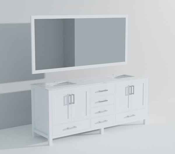 English Elm White Double Bath Vanity With Carrara Marble Top & Matching Mirrors - Elegant Storage Solution! B2731S00846-GIGA