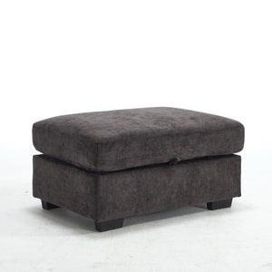 English Elm Modern Chenille L-shaped Sectional with Usb Charging Ottoman Storage Living Room Couch Black W2120S00014