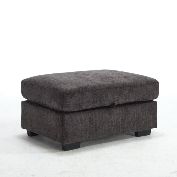 English Elm Modern Chenille L-shaped Sectional with Usb Charging Ottoman Storage Living Room Couch Black W2120S00014