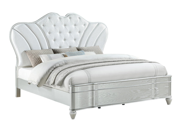 English Elm Landmark Upholstered Button-Tufted King Bed In Silver - Elegant Comfort For Timeless Bedroom Style B009S01361