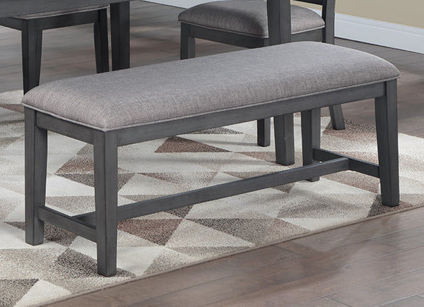 English Elm Dining Room 6-Piece Gray Rubberwood Set with Upholstered Cushioned Seats, Bench & Sturdy Rectangular Table B011S01625