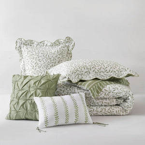 English Elm 5-piece Queen Microfiber Comforter Set Soft Printed Bedding with Decorative Pillows Sage Green B035P482936