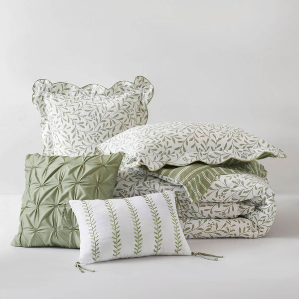 English Elm 5-piece Queen Microfiber Comforter Set Soft Printed Bedding with Decorative Pillows Sage Green B035P482936