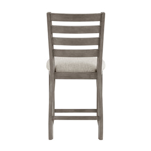 English Elm Gray Ladder Back Counter Height Dining Chairs Set of 2 Beige Upholstered Seats B011P482240