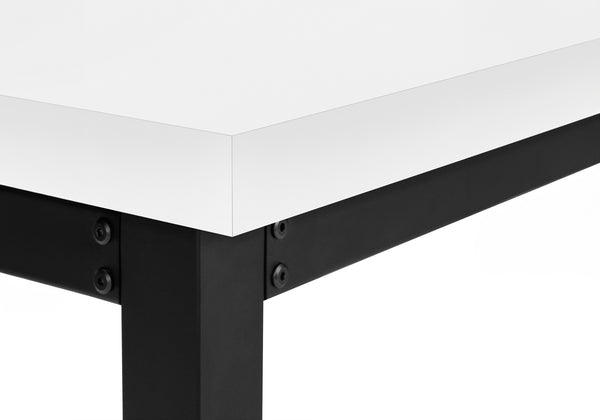 English Elm Computer Desk - Adjustable Standing Workstation, Modern White Laminate & Black Metal, Space-Saving Design B2710P219896