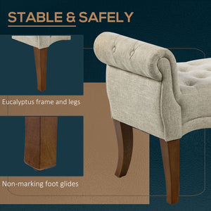 English Elm HOMCOM Button-Tufted Traditional Bench with Rounded Arms, Linen Upholstery, 48.8" Entryway Seat W2225P249910