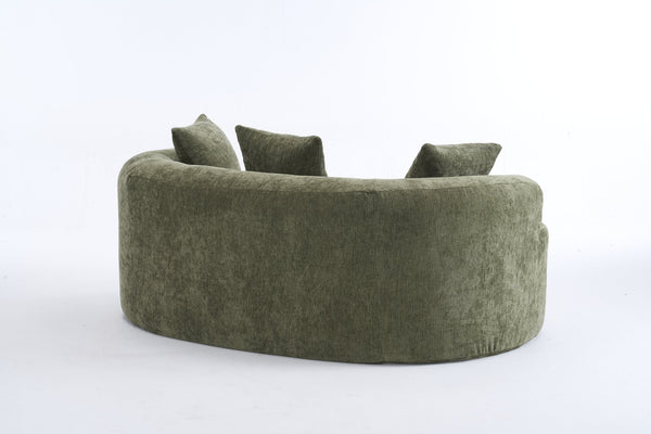 English Elm Crescent-shaped Chenille Loveseat Low Profile Curved Sofa for Modern Living Rooms Green W5188P450355
