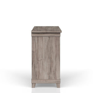 English Elm Rustic Gray Dining Server with Wine Storage, Power Ready, Dual Drawers & Two-Shelf Cabinet Elegance B2699P218275