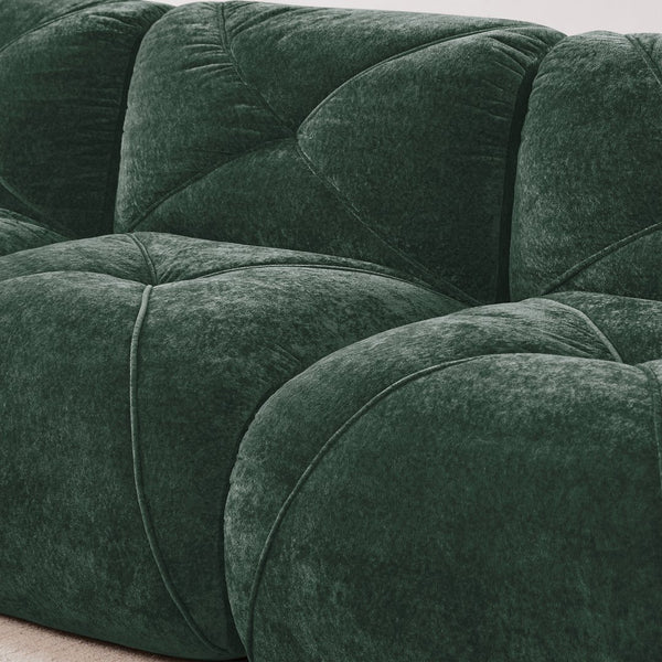 English Elm 110''boneless Velvet Sectional Sofa Modular Cloud Seating with Tufted Cushions for Living Rooms Green W714S01613